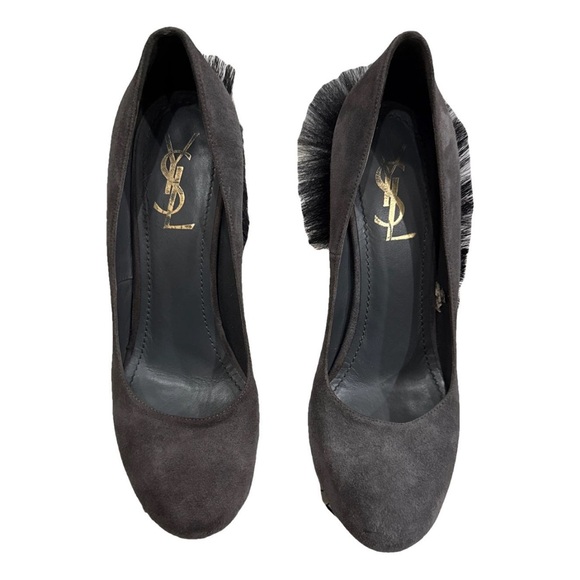 Yves Saint Laurent Black Platform Heels with Rounded Toe - Picture 1 of 5
